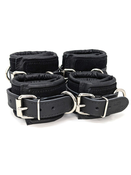 Leather and Suede Padded Wrist and Ankle Cuff Set