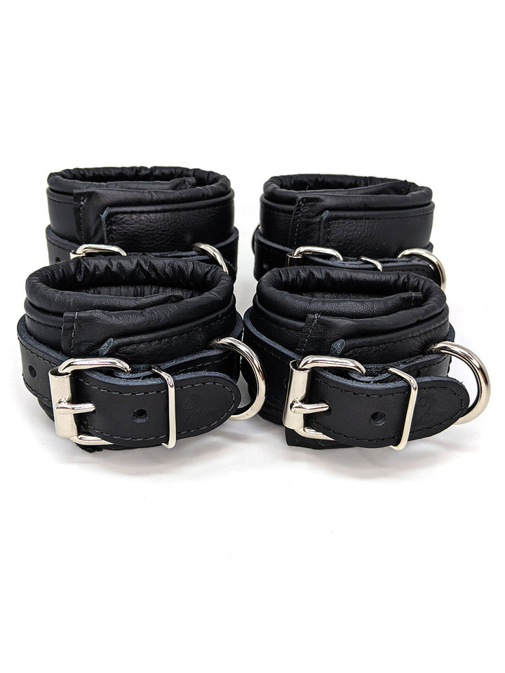 Leather Padded Wrist and Ankle Cuff Set