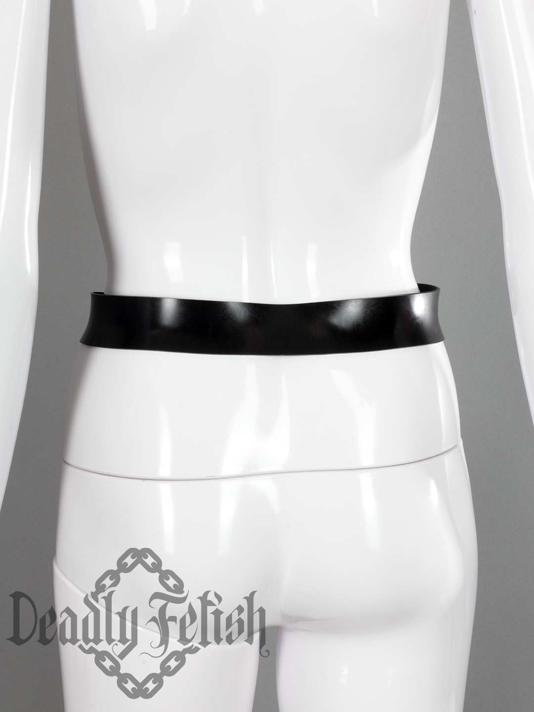 Deadly Fetish Latex: Heavy Latex Belt with Antique Etched Buckle