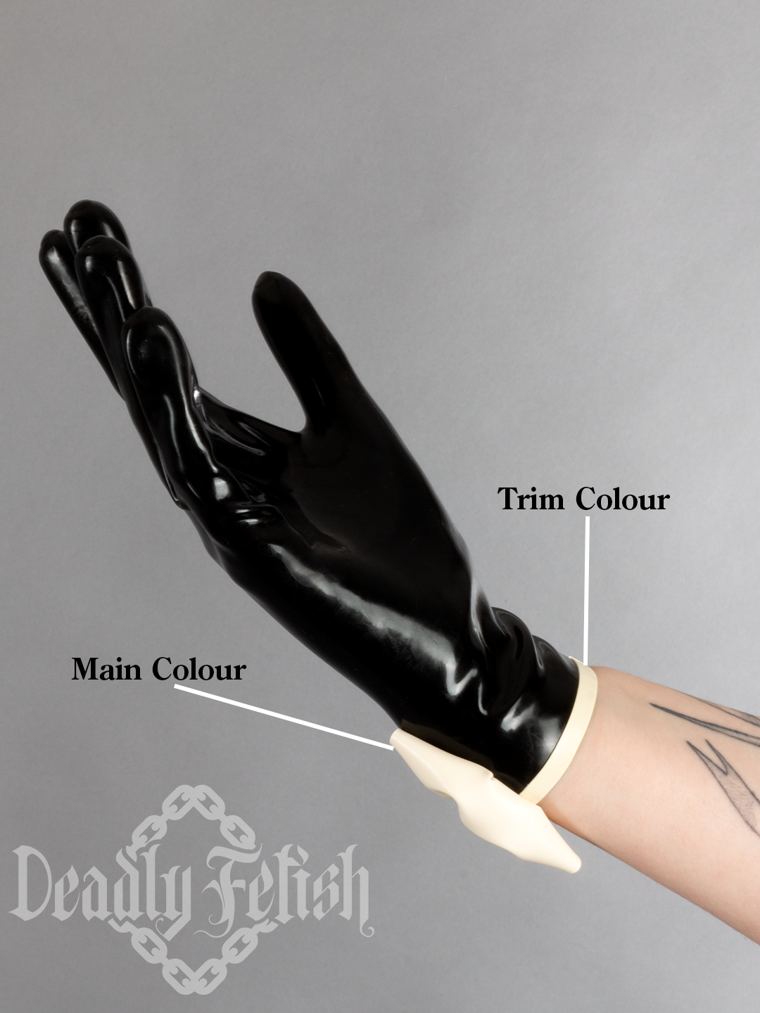 Deadly Fetish Made-To-Order Latex: Gloves With Bows and D-Ring