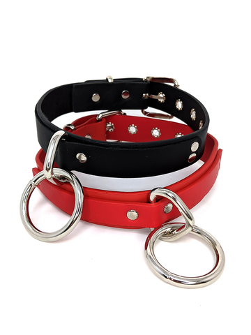 Vegan Leather Centre Tri-Ring Collar