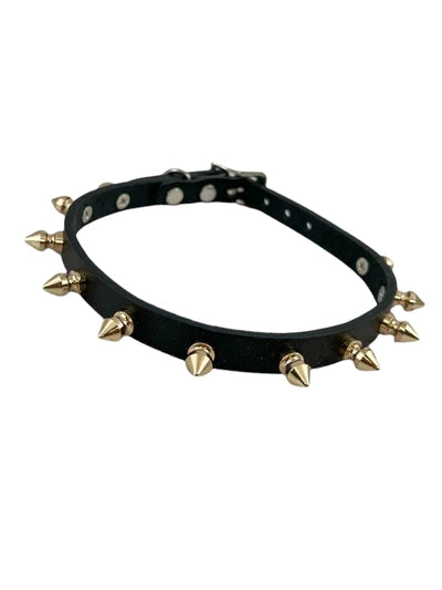 Slim Leather Spiked Collar