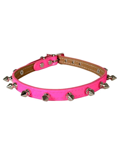 Slim Leather Spiked Collar