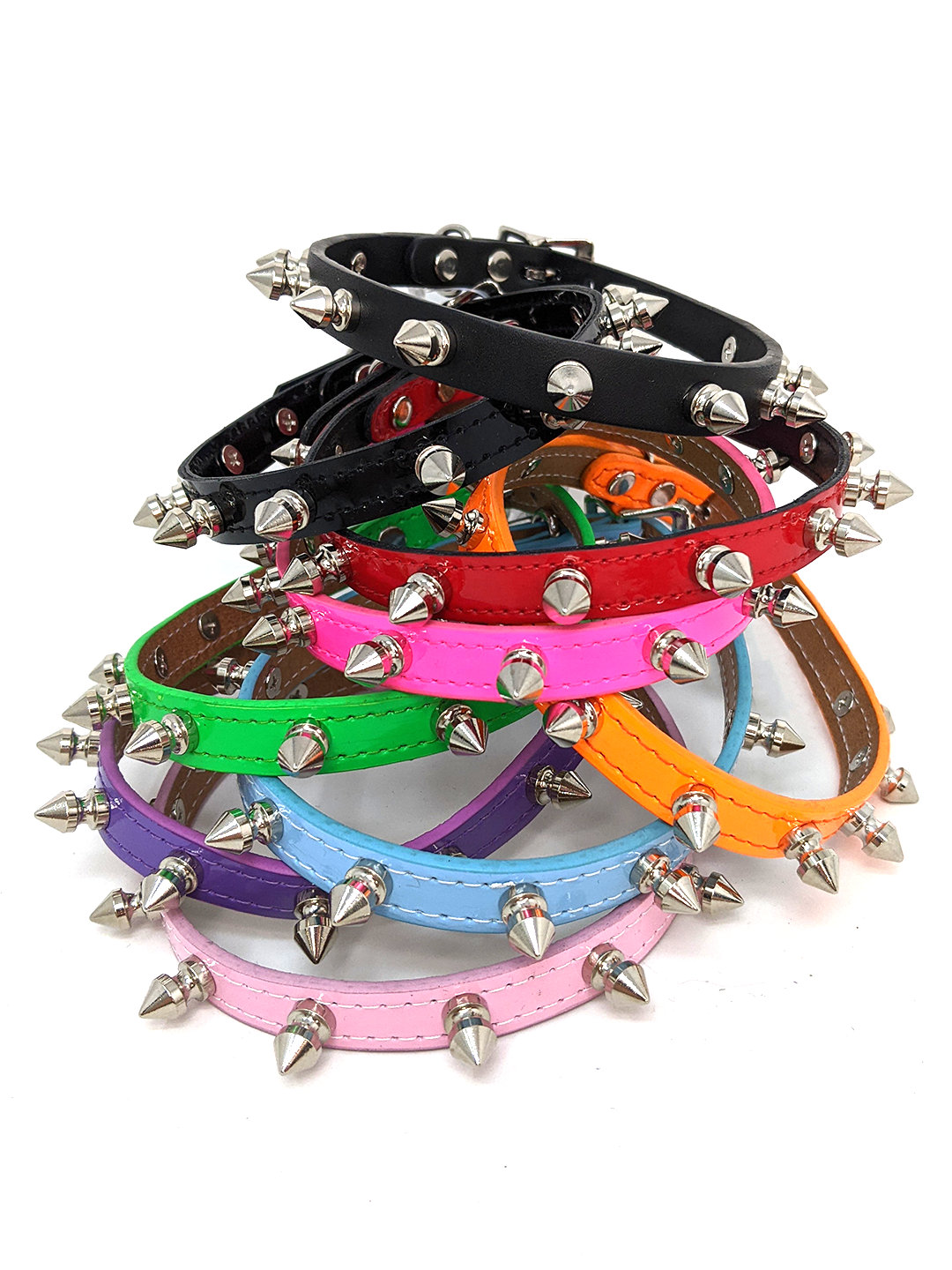 Slim Leather Spiked Collar