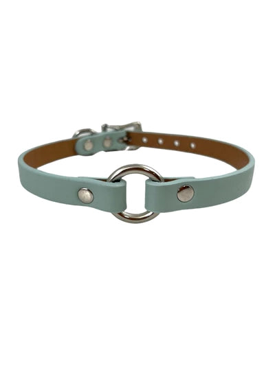 Slim Vegan Leather O-Ring Collar