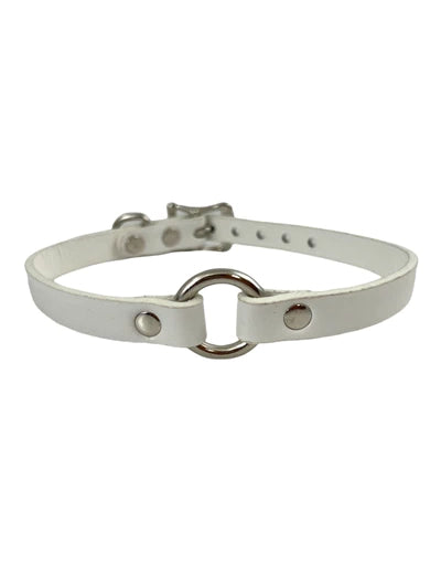 Slim Vegan Leather O-Ring Collar