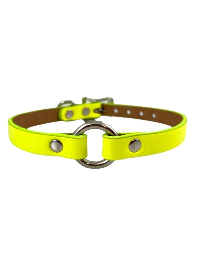 Slim Vegan Leather O-Ring Collar