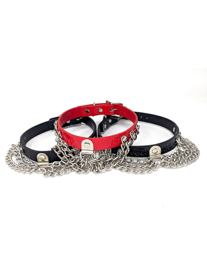 Leather Drape Chain Collar