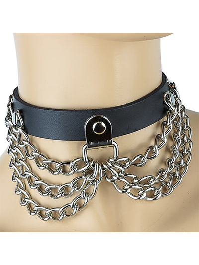 Leather Drape Chain Collar