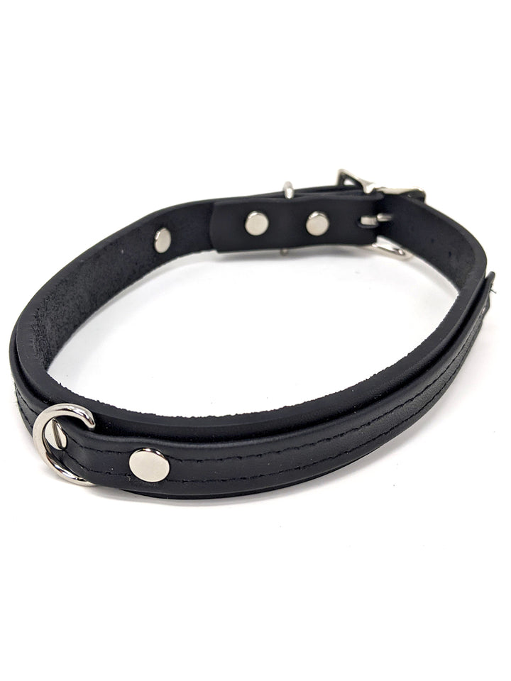Leather Collar With Centre D Ring