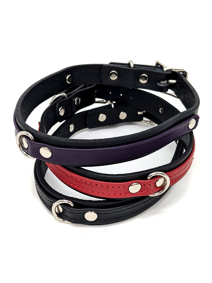 Leather Collar With Centre D Ring