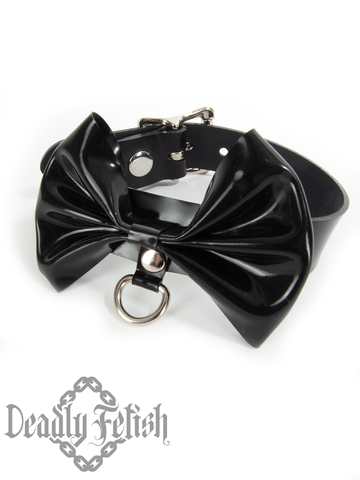 Deadly Fetish Latex: Basic Bow Choker with D-Ring