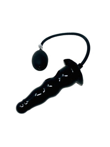 Moulded Latex Inflatable Flanged and Ribbed Butt Plug