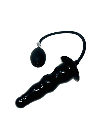 Moulded Latex Inflatable Flanged and Ribbed Butt Plug