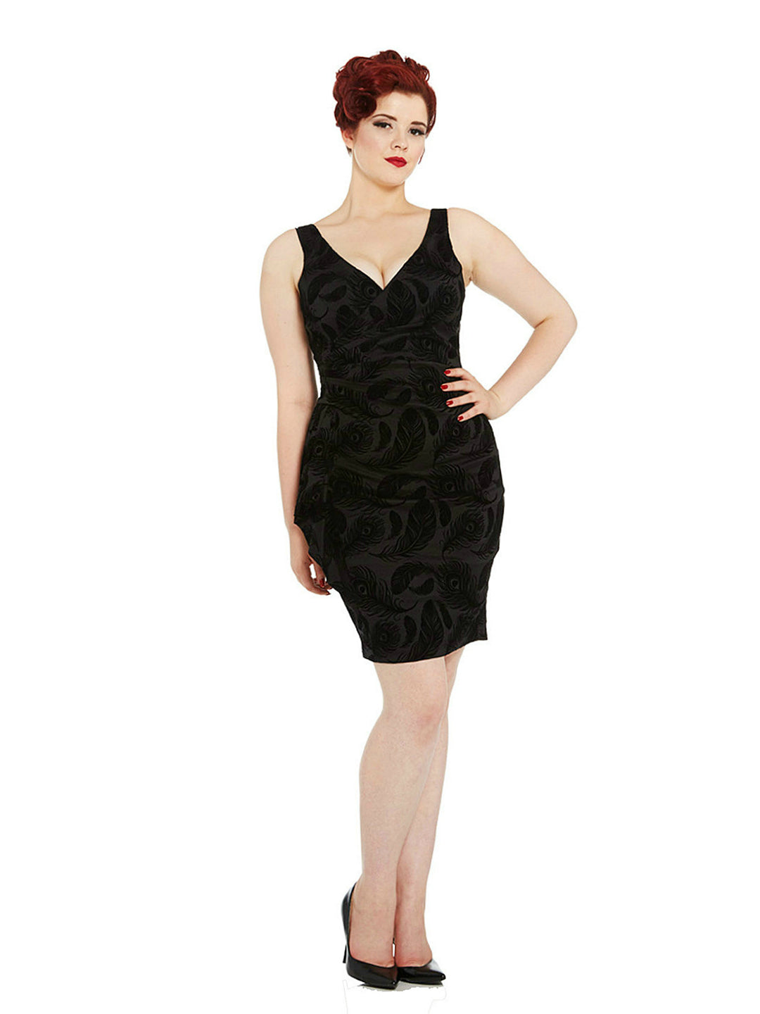Feather Flocked Pencil Dress