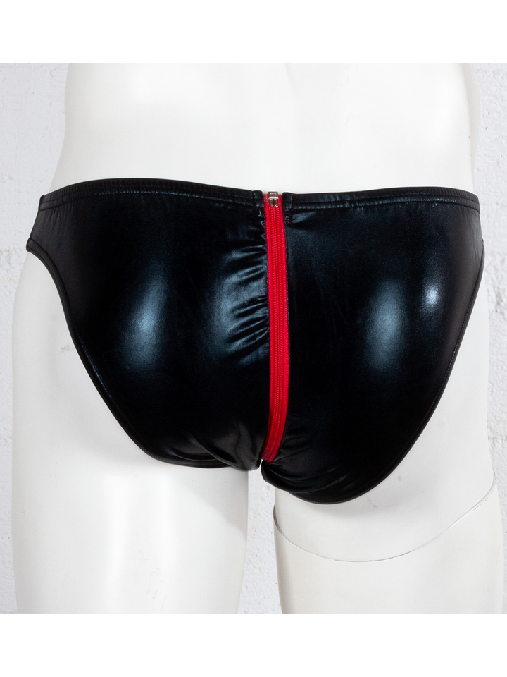 Zip Thru Metallic Wetlook Brief