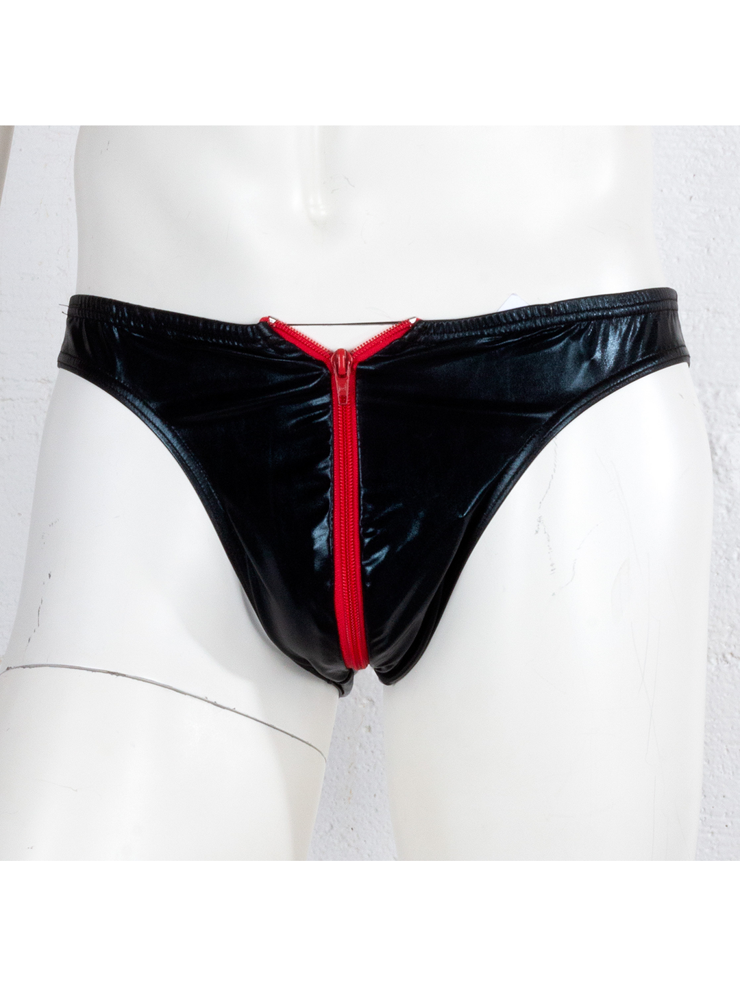 Zip Thru Metallic Wetlook Brief