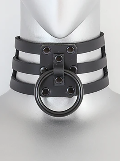 Triple Strap and O-Ring Leather Collar