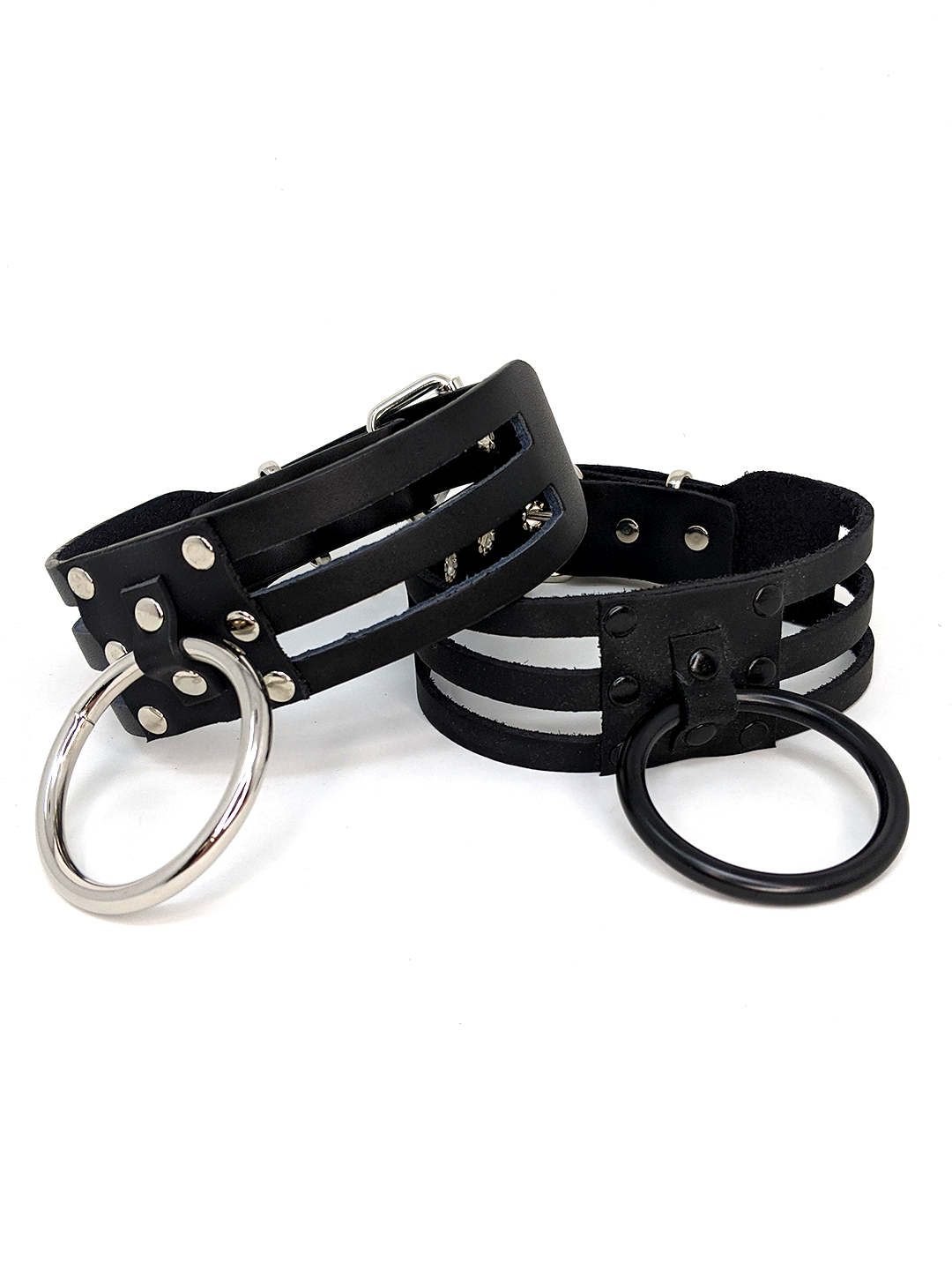 Triple Strap and O-Ring Leather Collar