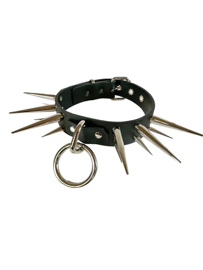 Double Row Spiked Leather Collar