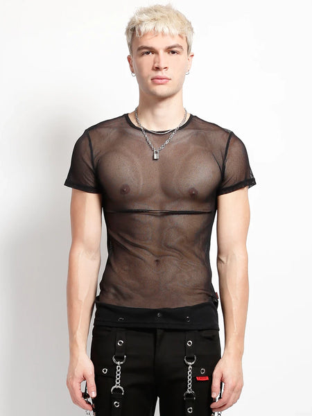 Short Sleeve Fishnet Top