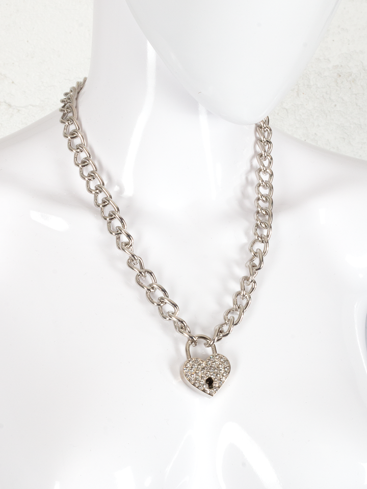 Chain Collar with Heart Lock