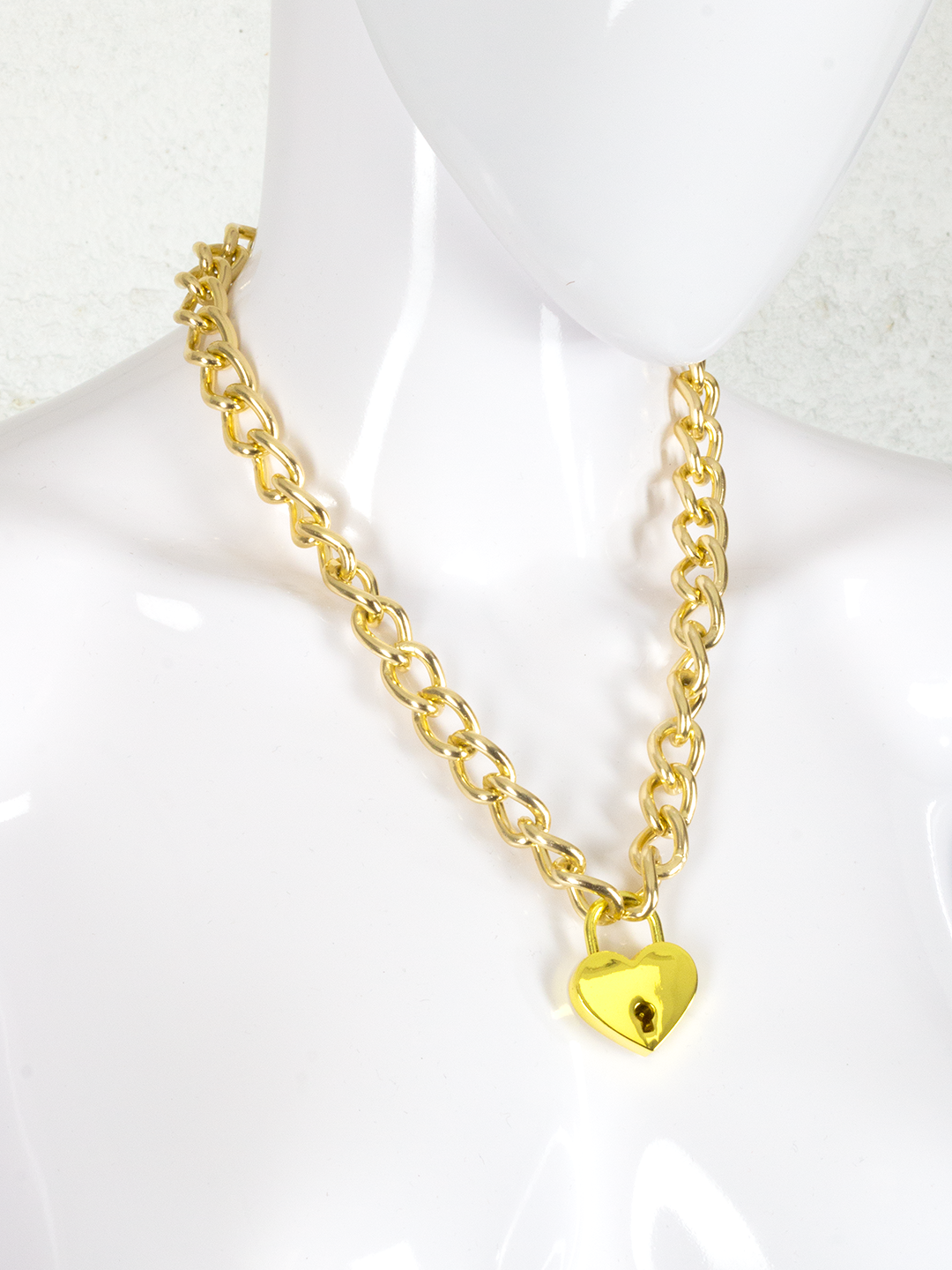 Chain Collar with Heart Lock