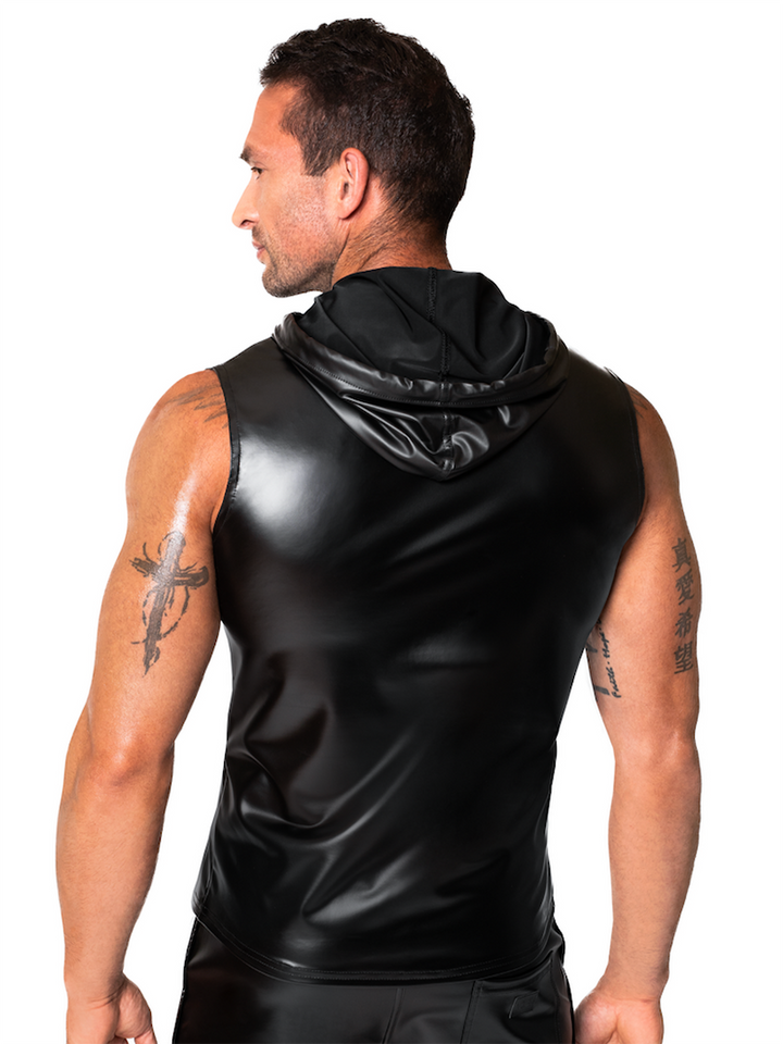 Matte Wetlook Sleeveless Hoodie