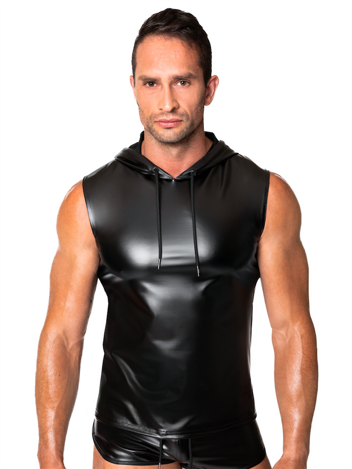 Matte Wetlook Sleeveless Hoodie