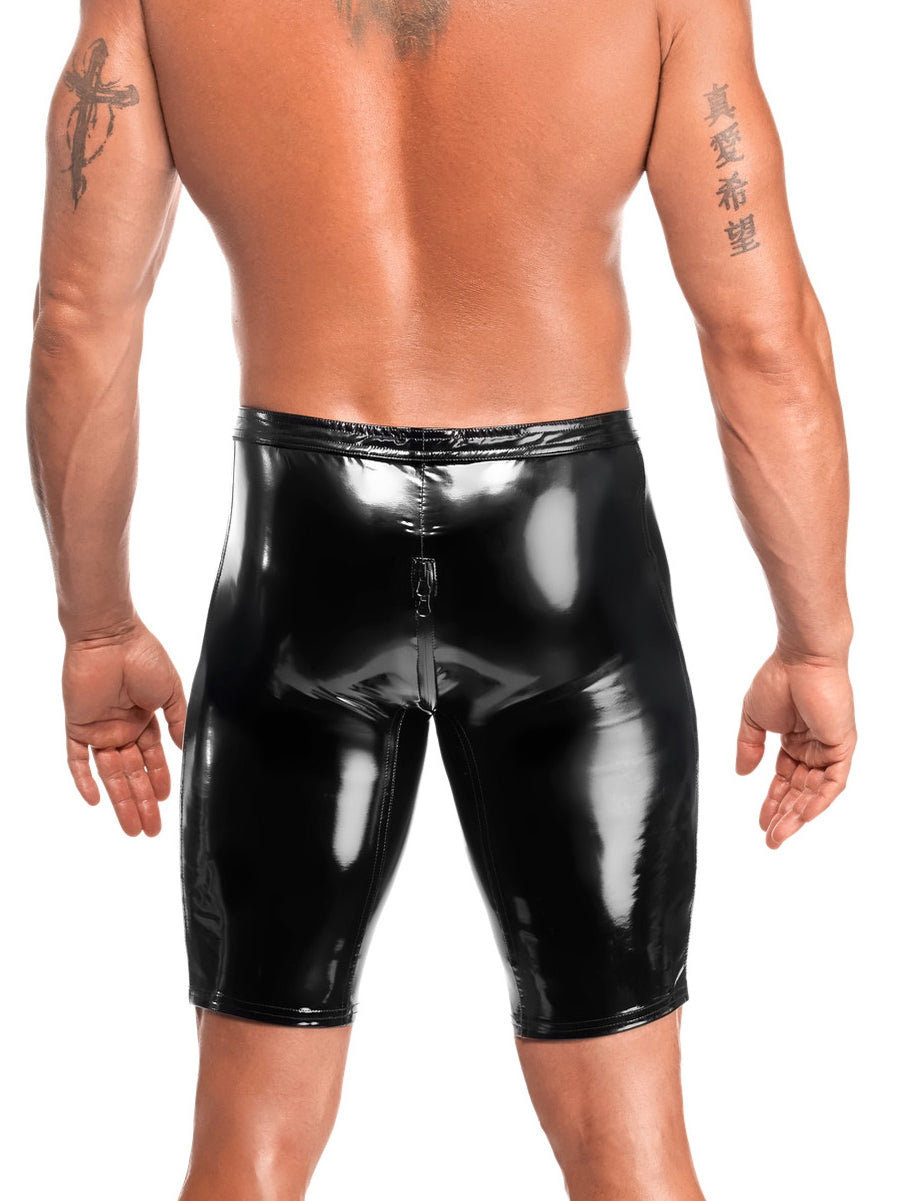 PVC Bike Shorts with Through Zip