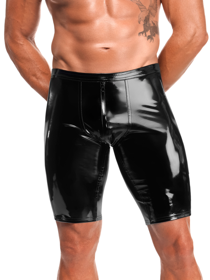 PVC Bike Shorts with Through Zip