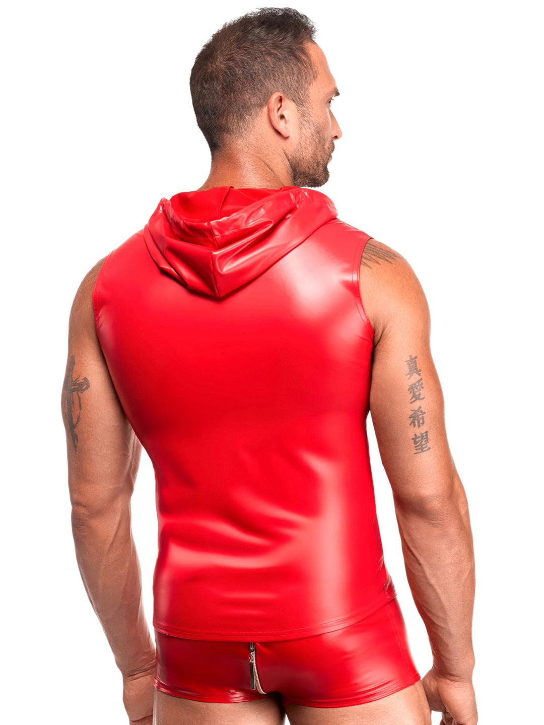 Red Wetlook Vest with Hood