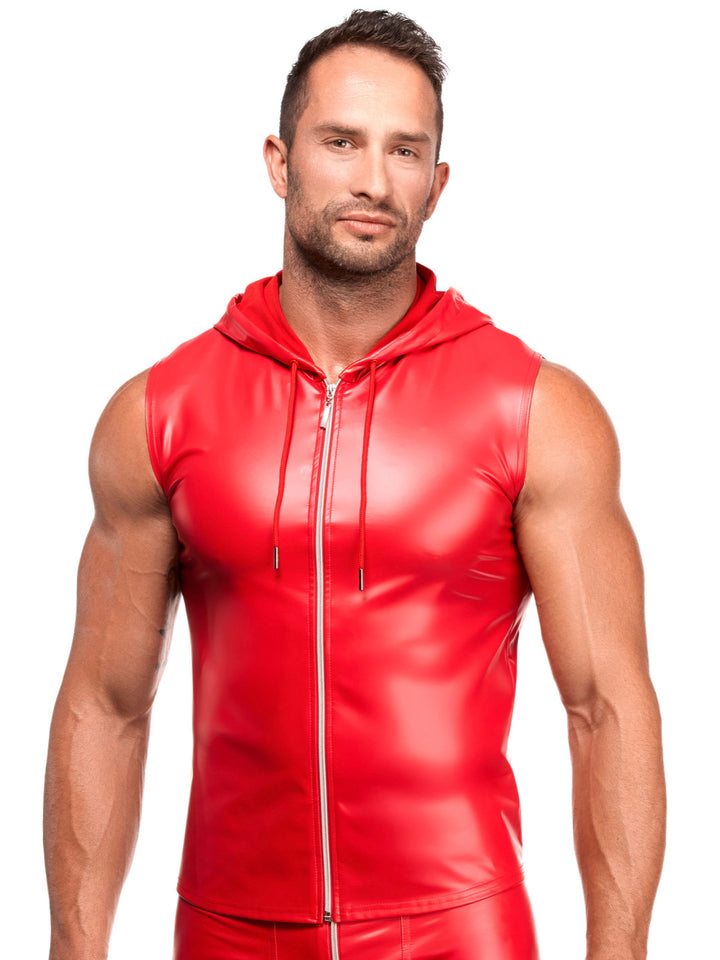 Red Wetlook Vest with Hood