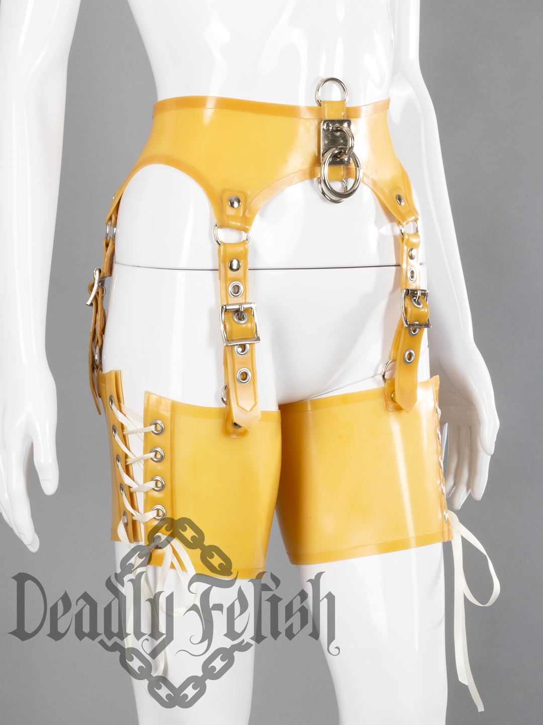 Deadly Fetish Made-To-Order Latex: Harness Addition #04 Side Laced Leg Braces