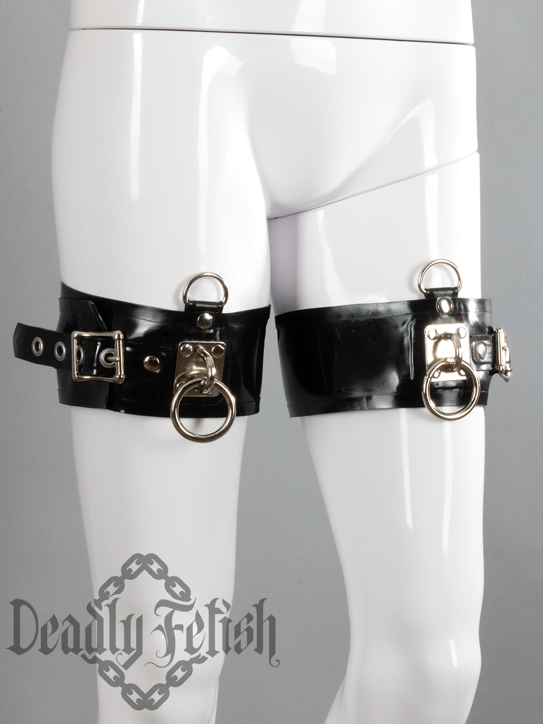 Deadly Fetish Made-to-Order Latex: Harness Addition #22 Tie Plate Buckle Leg Braces