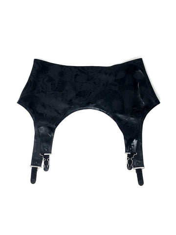 Textured Skull Latex Garter Belt
