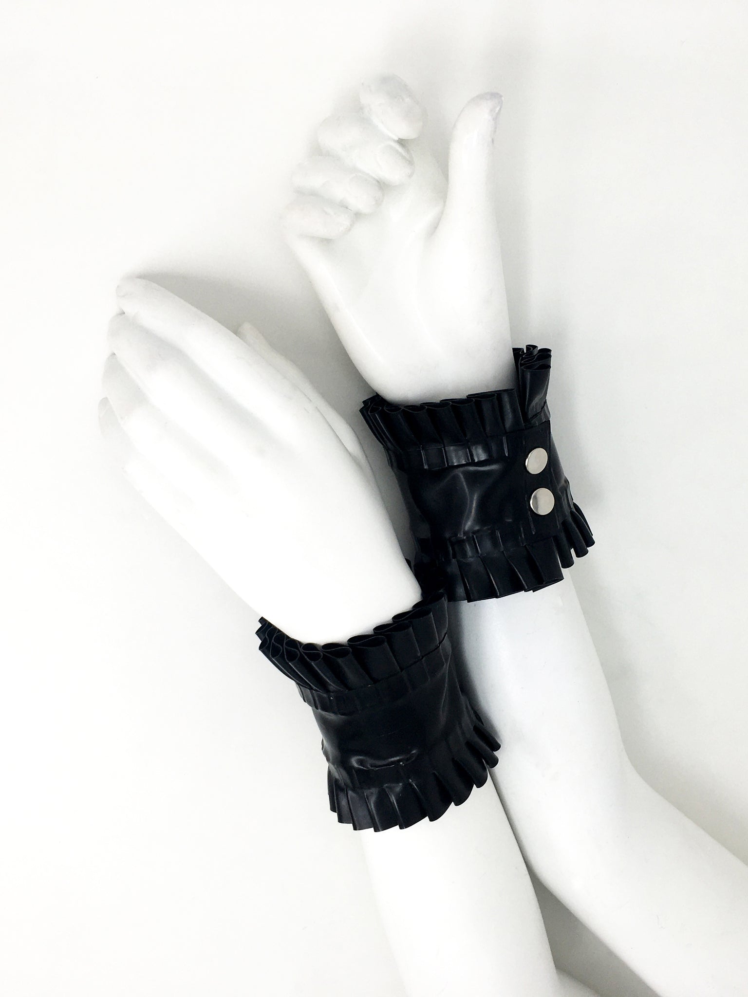 Latex Ruffle Wrist Cuffs