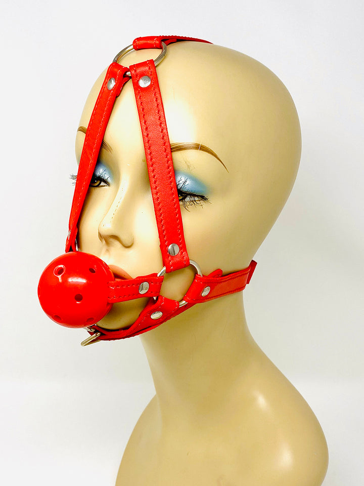 Vegan Leather Head Harness with Gag