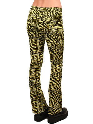 Yellow Tiger Print Bootcut Pants