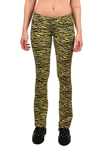 Yellow Tiger Print Bootcut Pants