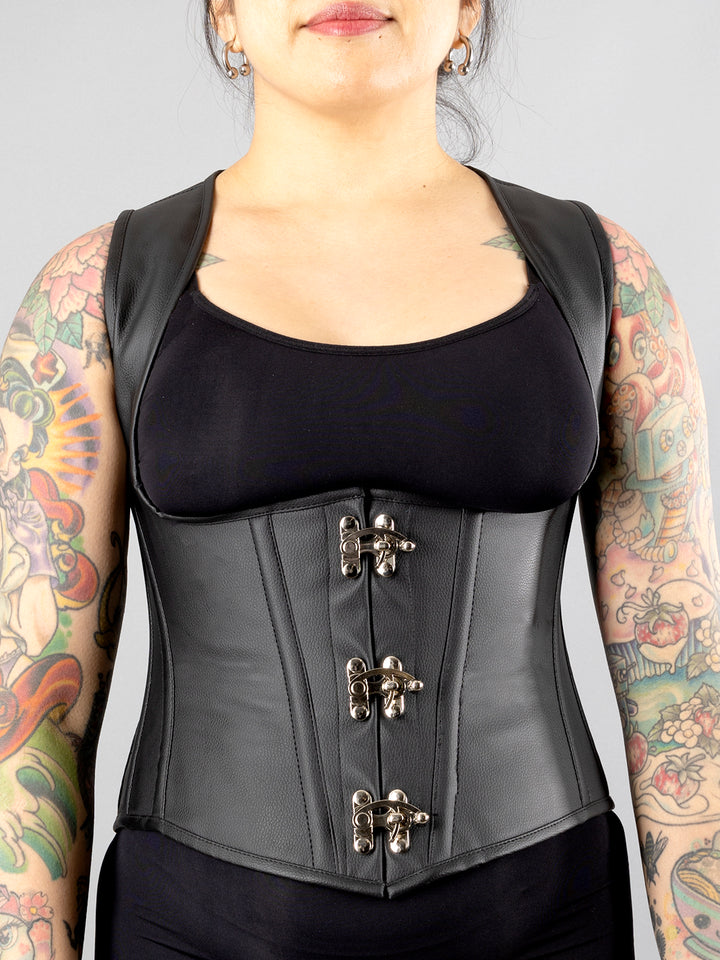 Vegan Leather Underbust Vest Corset