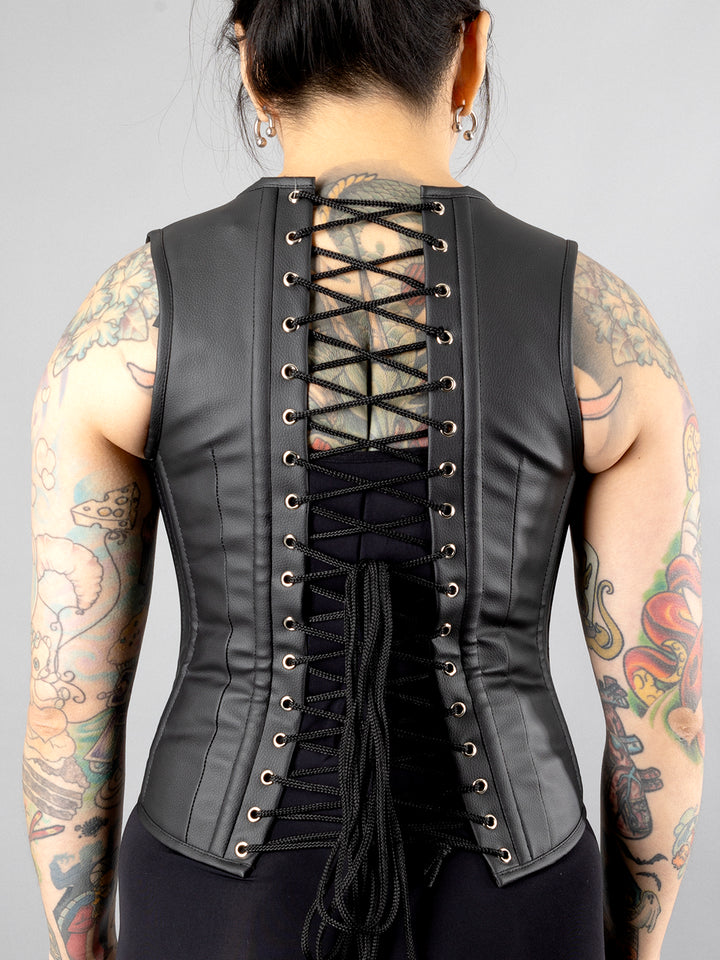 Vegan Leather Underbust Vest Corset