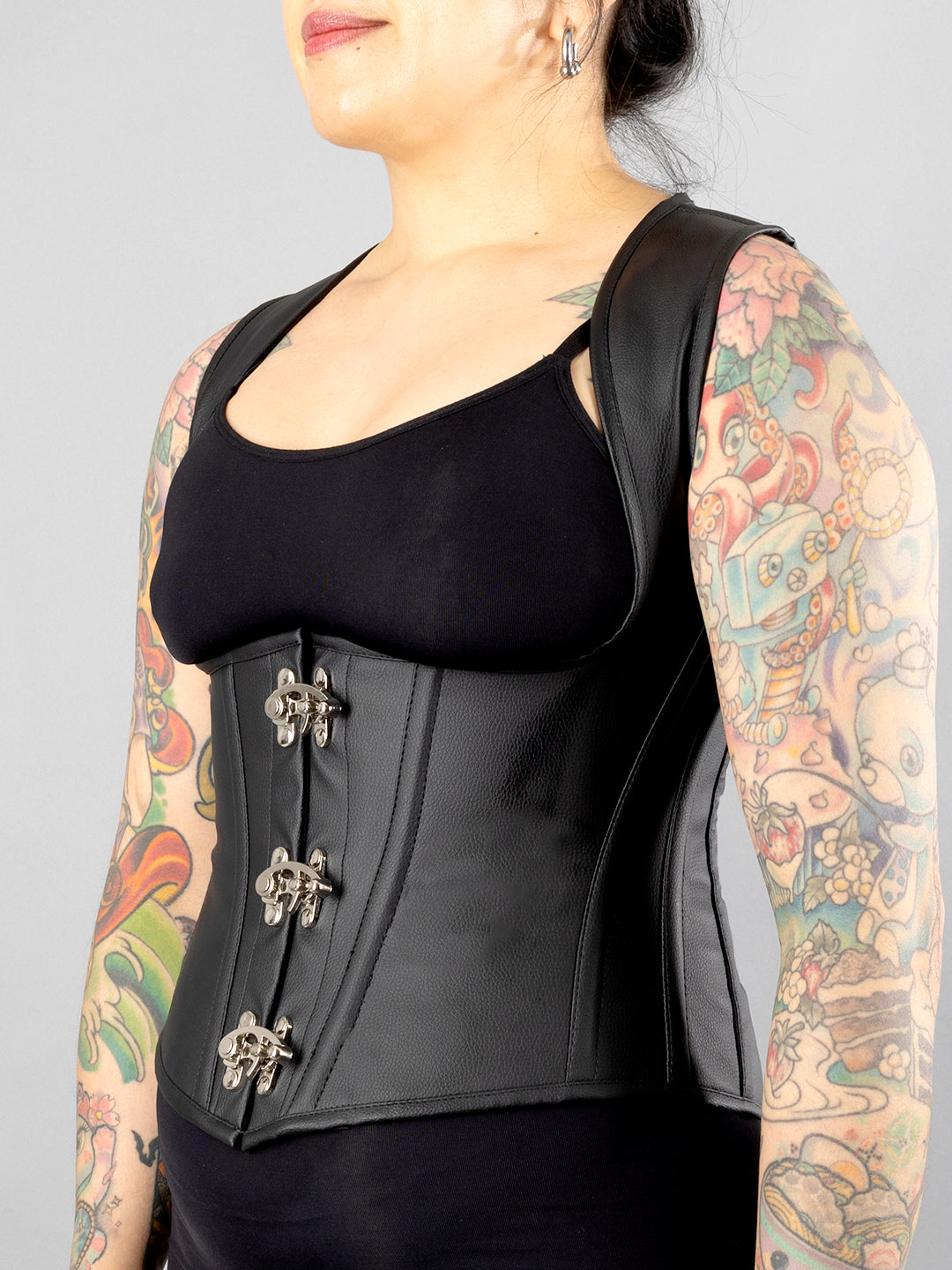 Vegan Leather Underbust Vest Corset