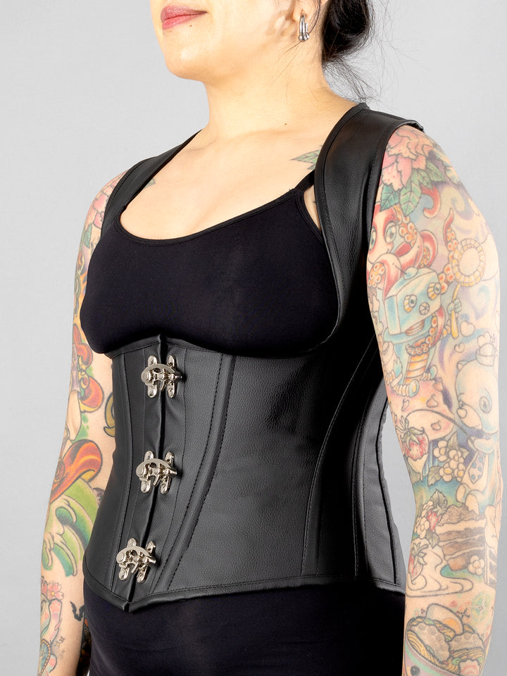 Vegan Leather Underbust Vest Corset