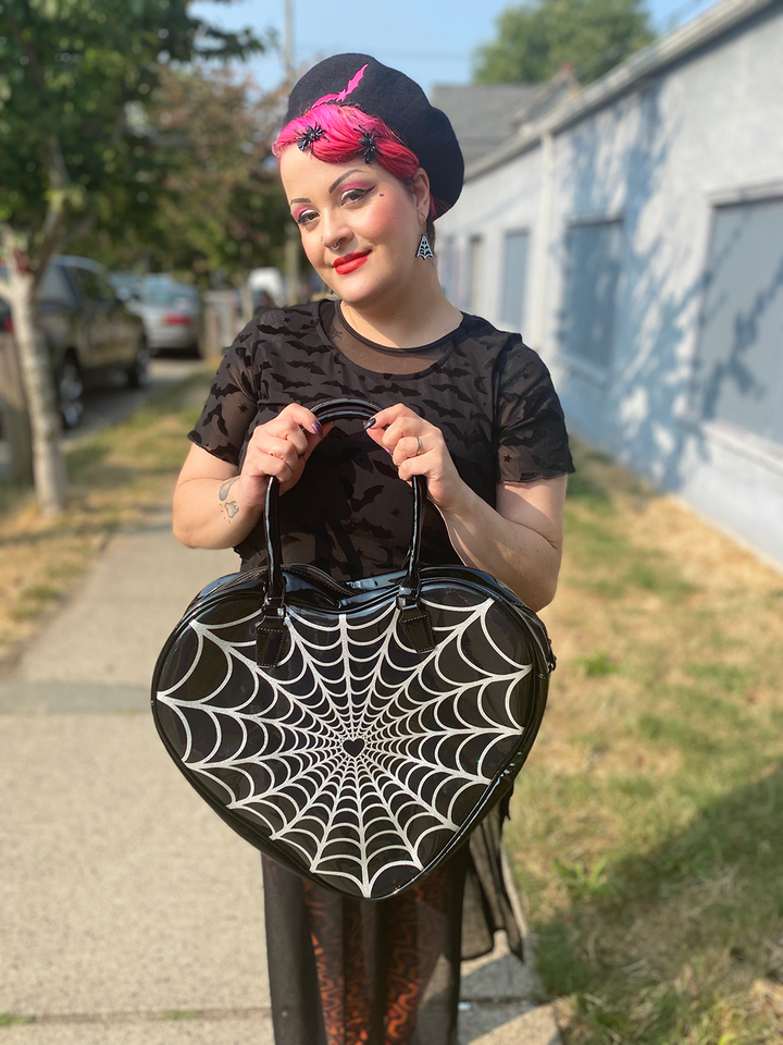 Spiderweb Sparkle Heart Bag