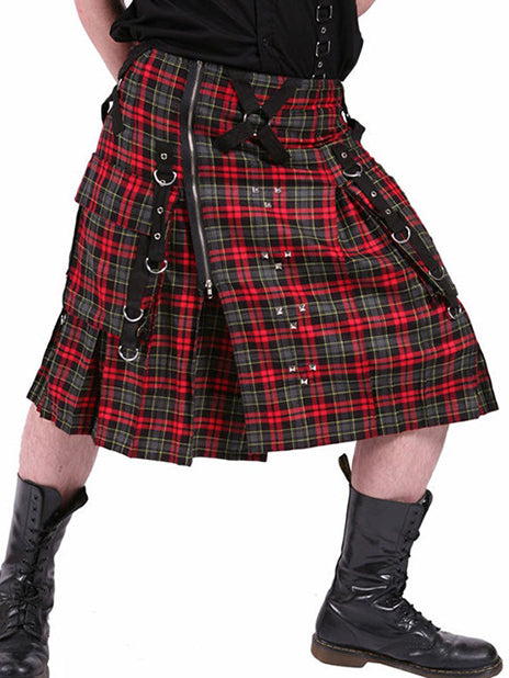 Red & Grey Plaid Bondage Kilt