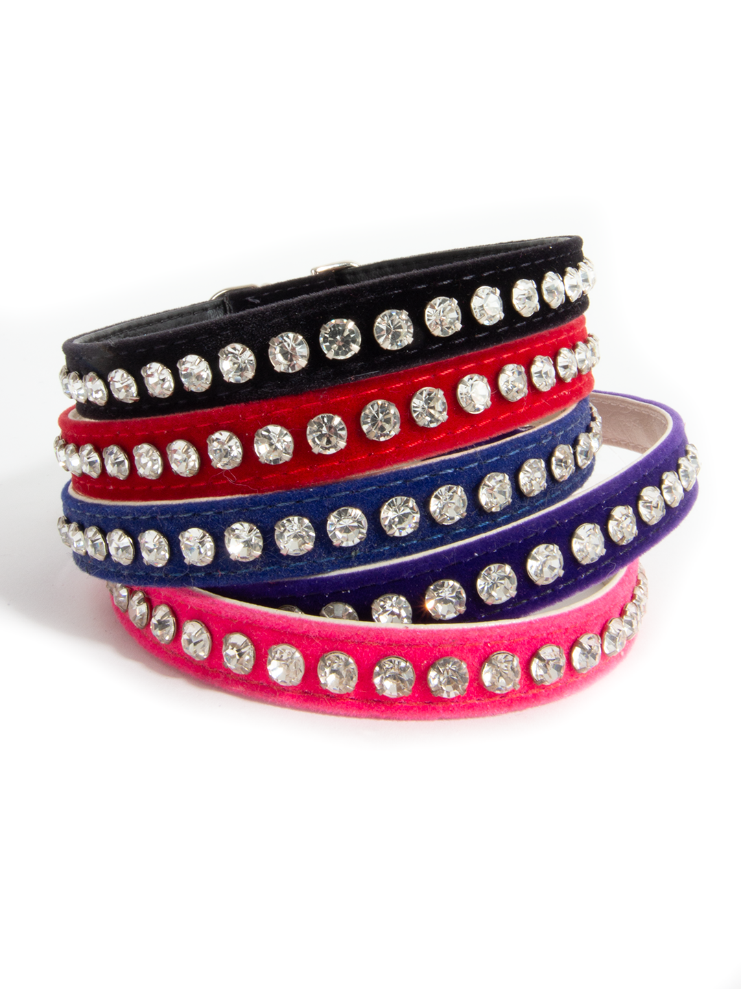 Velvet and Leather Rhinestone Collar