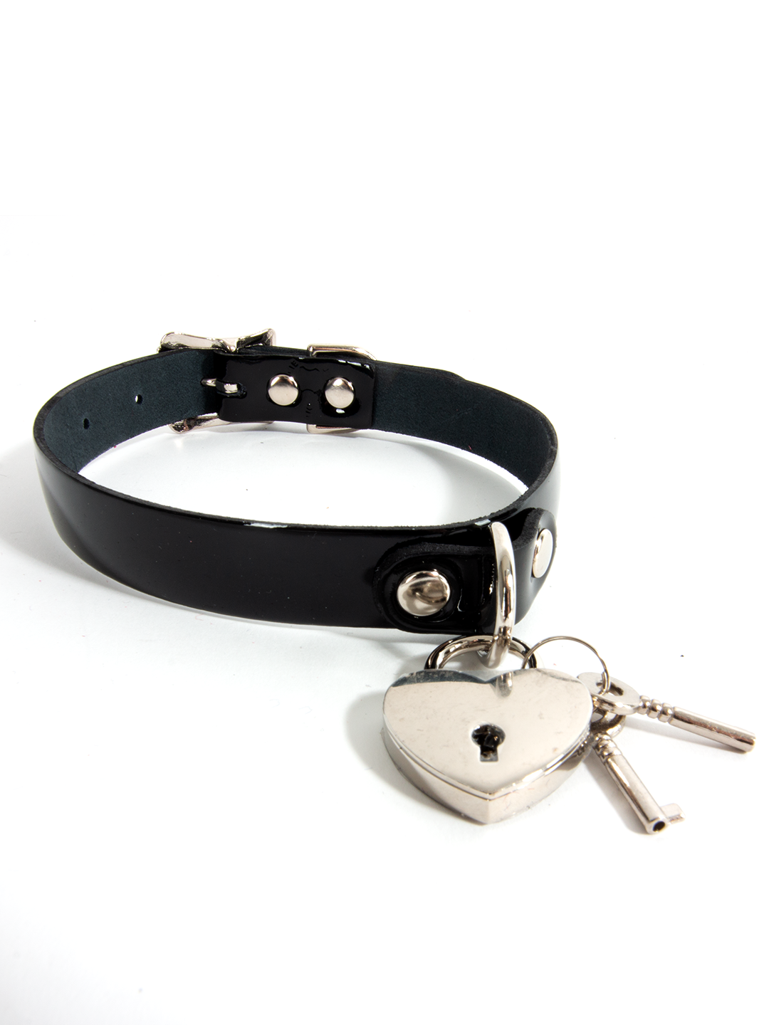Leather Collar with Heart Padlock