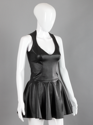 Vegan Leather Flare Dress