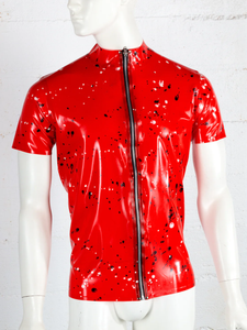 Latex Front Zip Marbled T Shirt